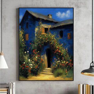 Cottagecore Vintage Wall Art – Rustic English Landscape Print, Countryside Poste